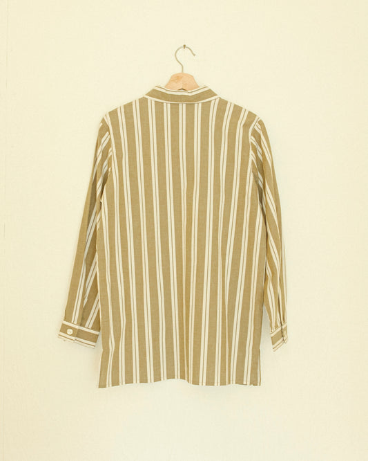 Olive Stripe Button Up