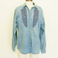 Ribbon Denim Button Up