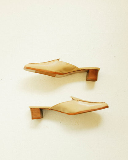 Almond Leather Slides 8