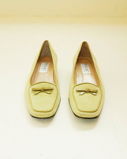 Chartreuse Suede Flats 5.5