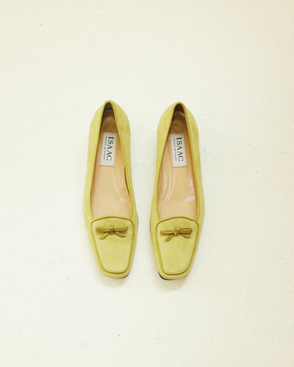 Chartreuse Suede Flats 5.5
