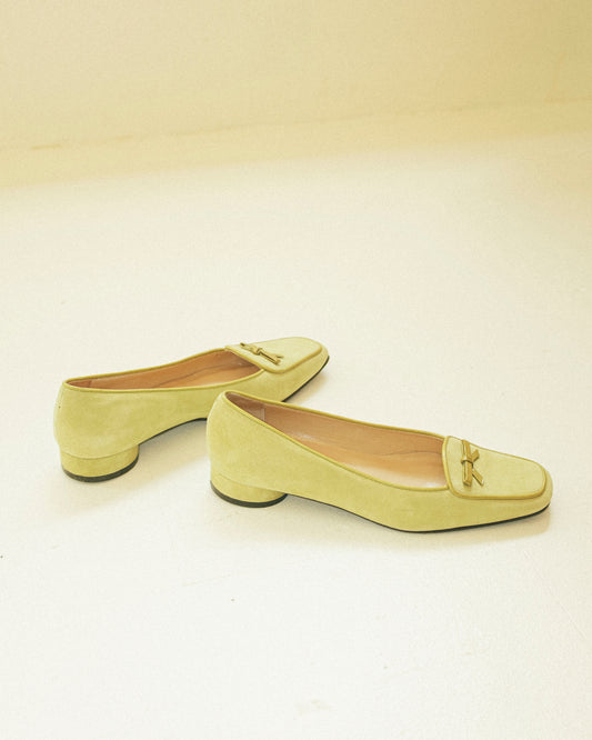 Chartreuse Suede Flats 5.5