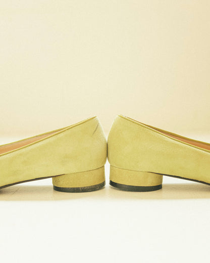 Chartreuse Suede Flats 5.5