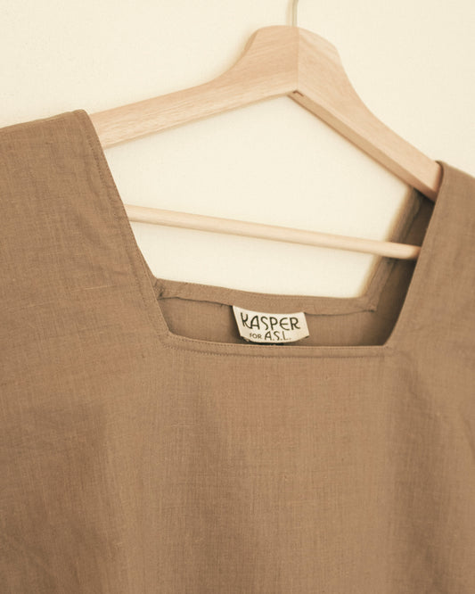 Taupe Square Neck Top