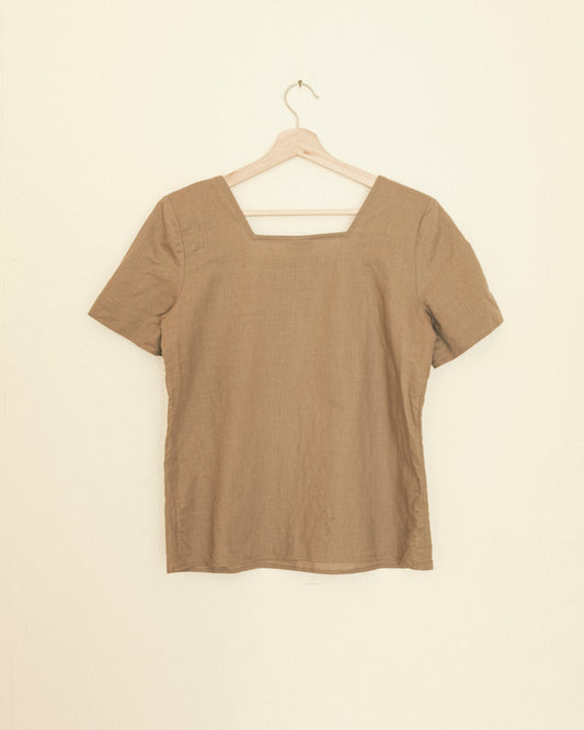 Taupe Square Neck Top