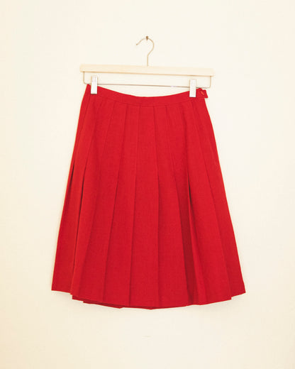 Red Pleated Skirt