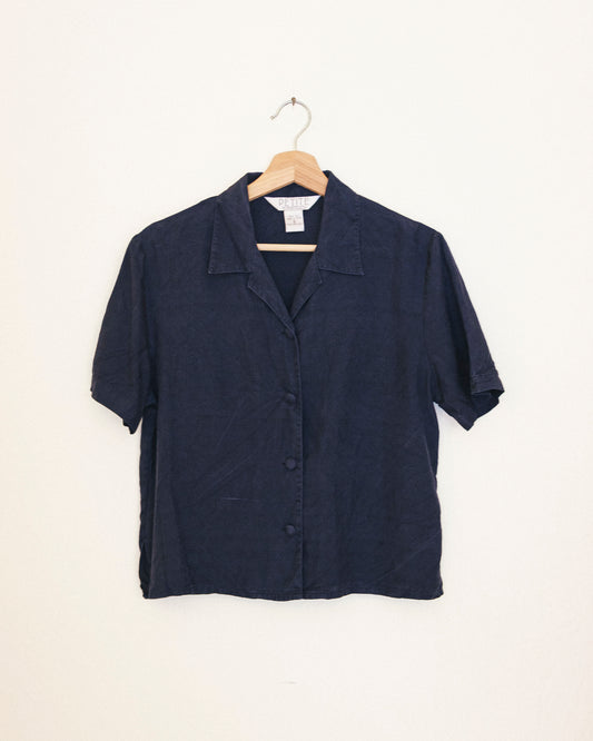 Navy Silk Shirt