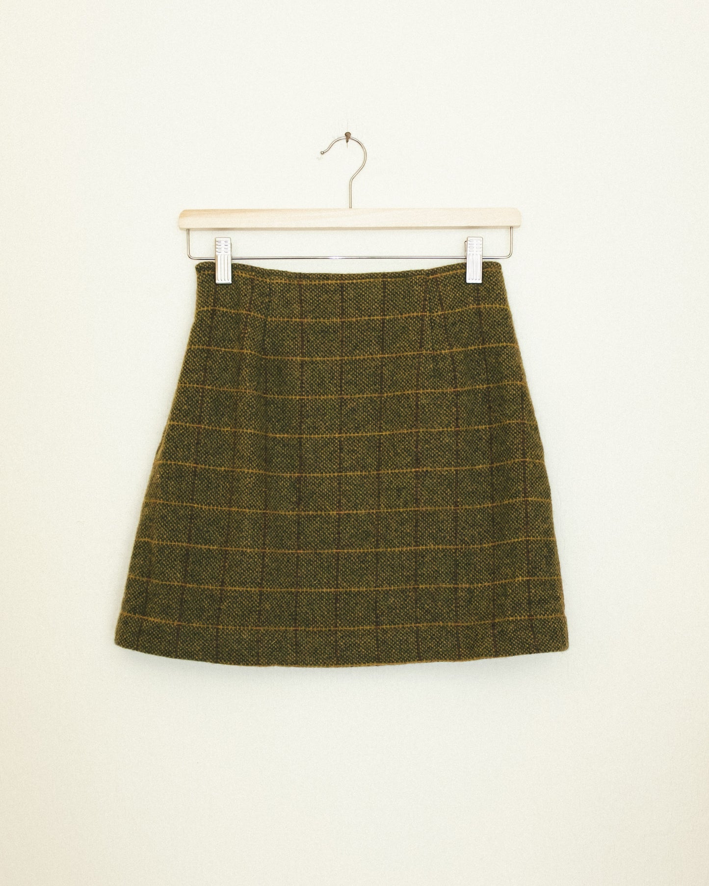 Olive Plaid Mini Skirt