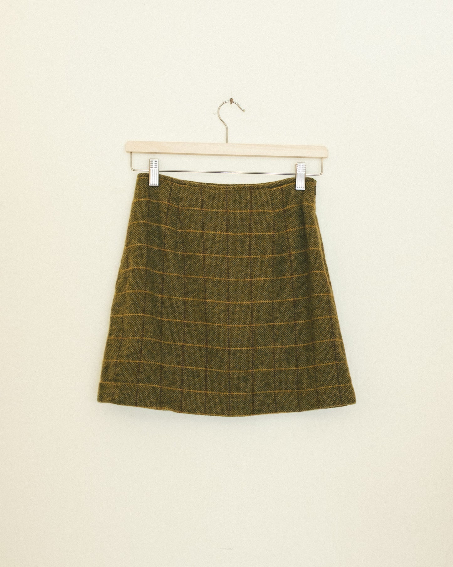 Olive Plaid Mini Skirt