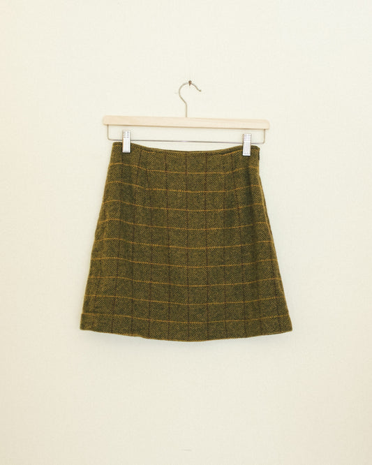 Olive Plaid Mini Skirt