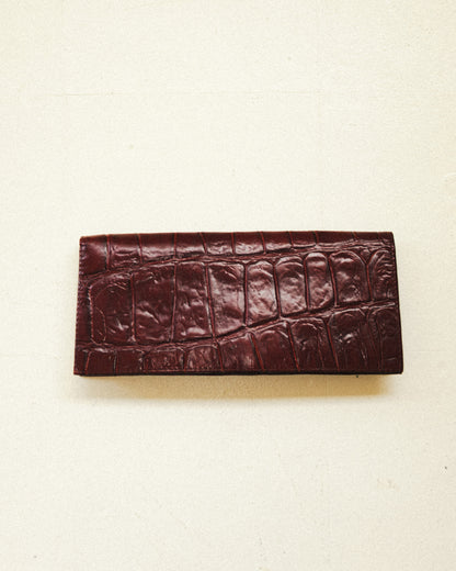 Burgundy Croc Clutch