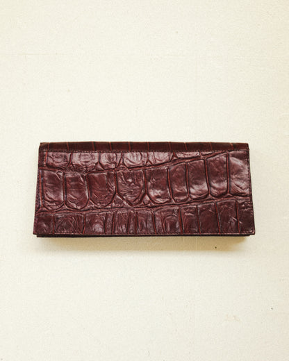 Burgundy Croc Clutch