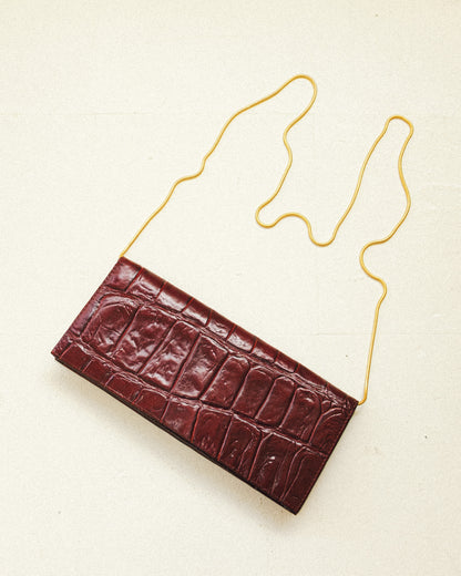 Burgundy Croc Clutch