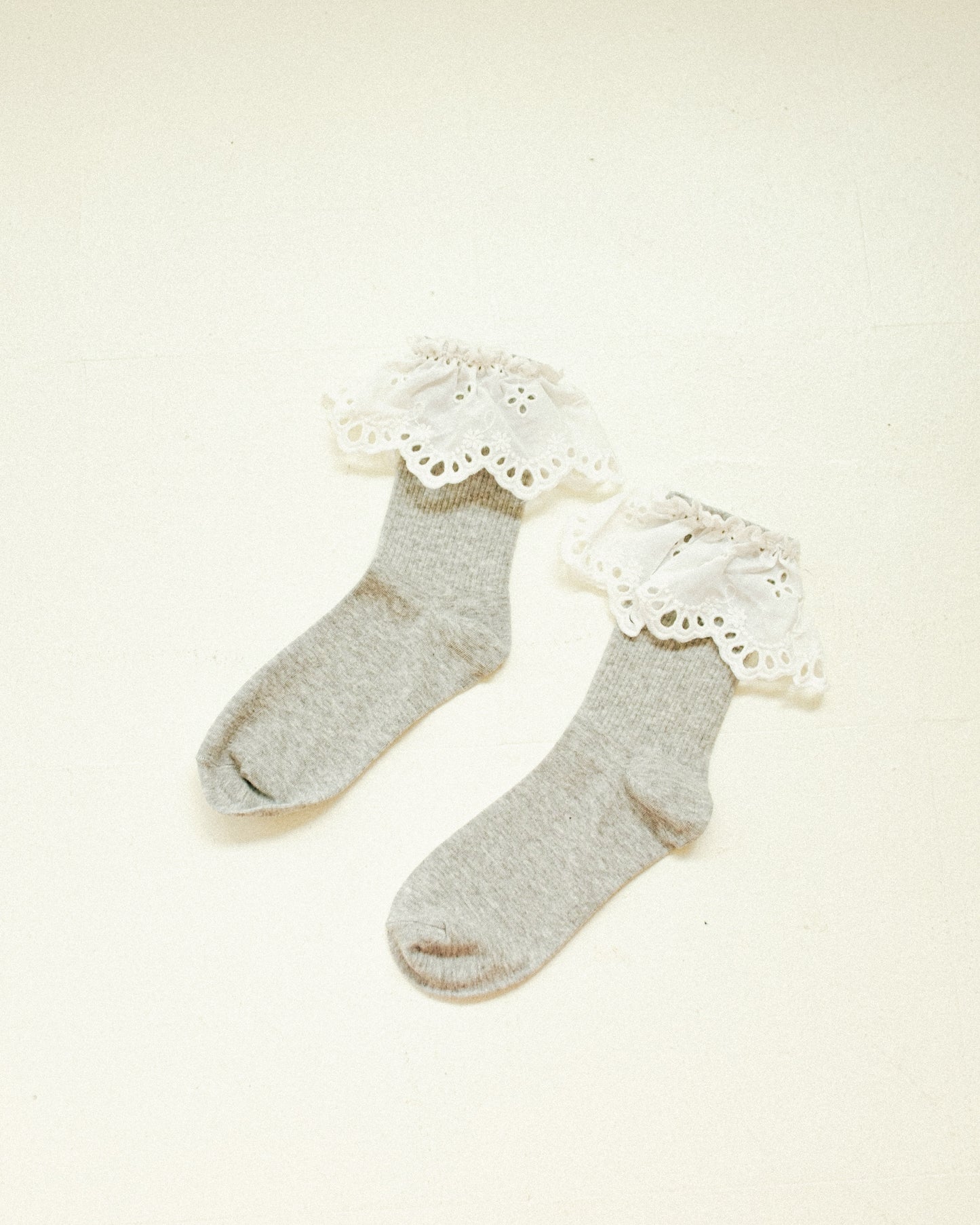 Lace Trimmed Socks - Gray