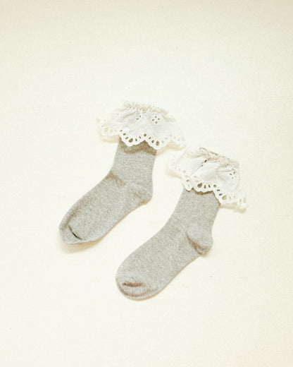 Lace Trimmed Socks - Gray