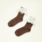 Lace Trimmed Socks - Milk Chocolate
