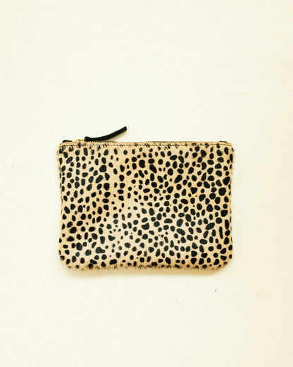 Zipper Clutch - Leopard Pony Hair