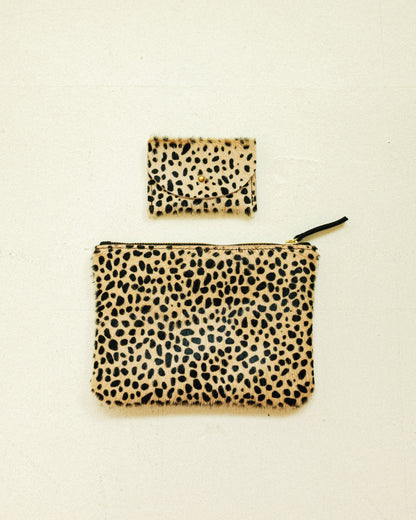 Zipper Clutch - Leopard Pony Hair