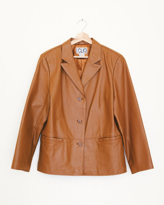 Caramel Leather Blazer