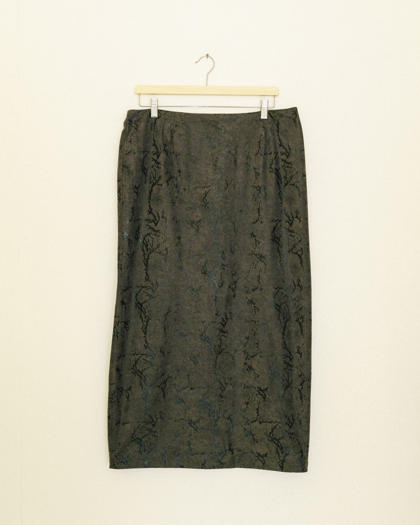 Olive Python Midi Skirt