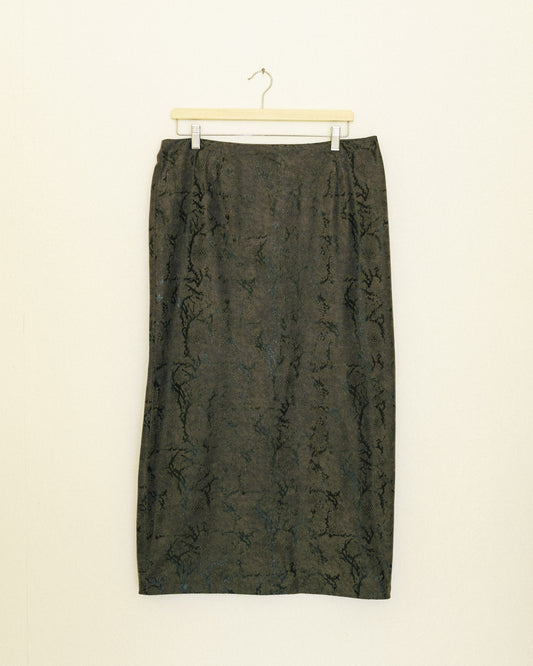 Olive Python Midi Skirt