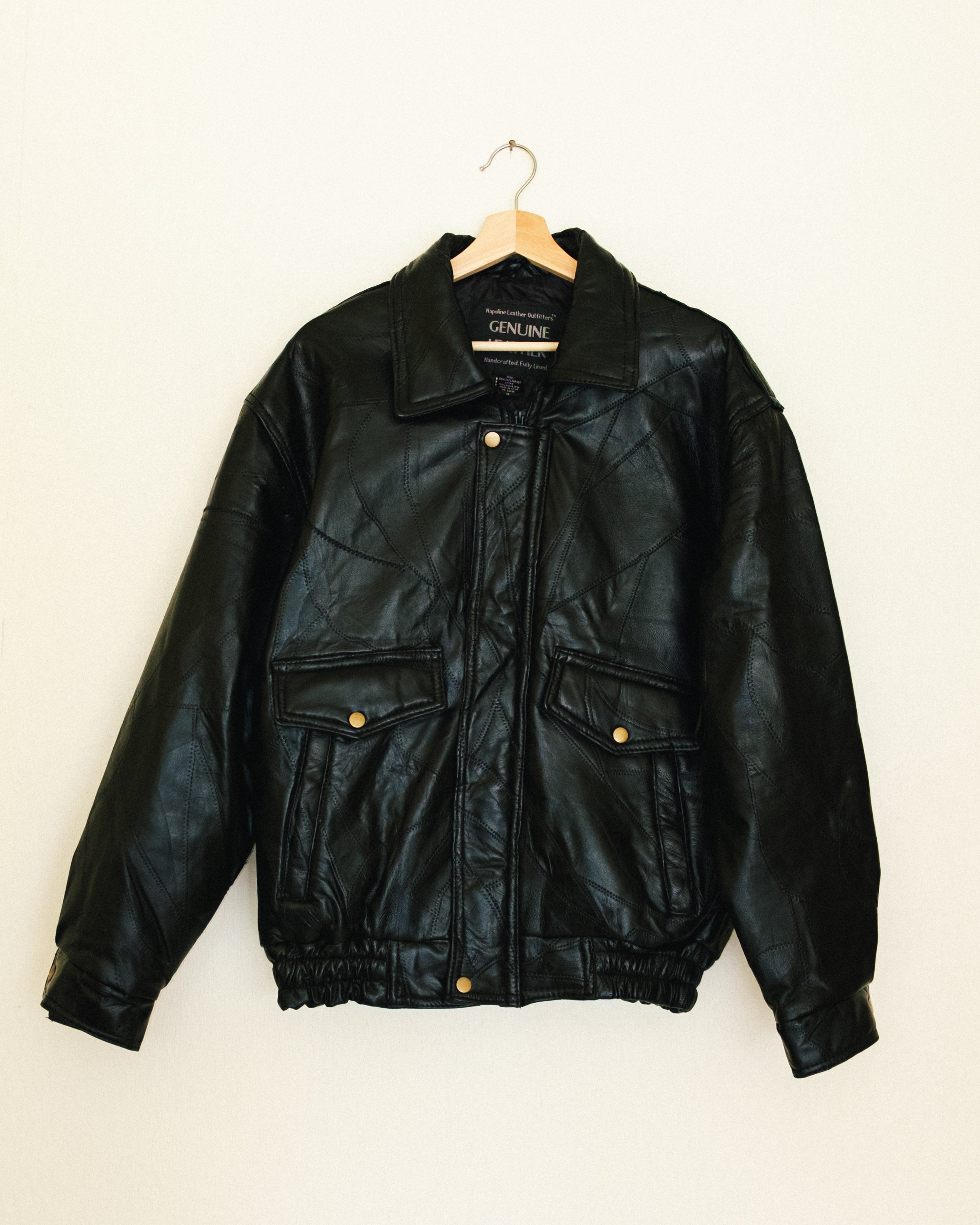ジャケット・アウター Handmade Patchwork Leather Bomber Vintage Patchwork Leather Jacket: 80s Colorblock Oversized