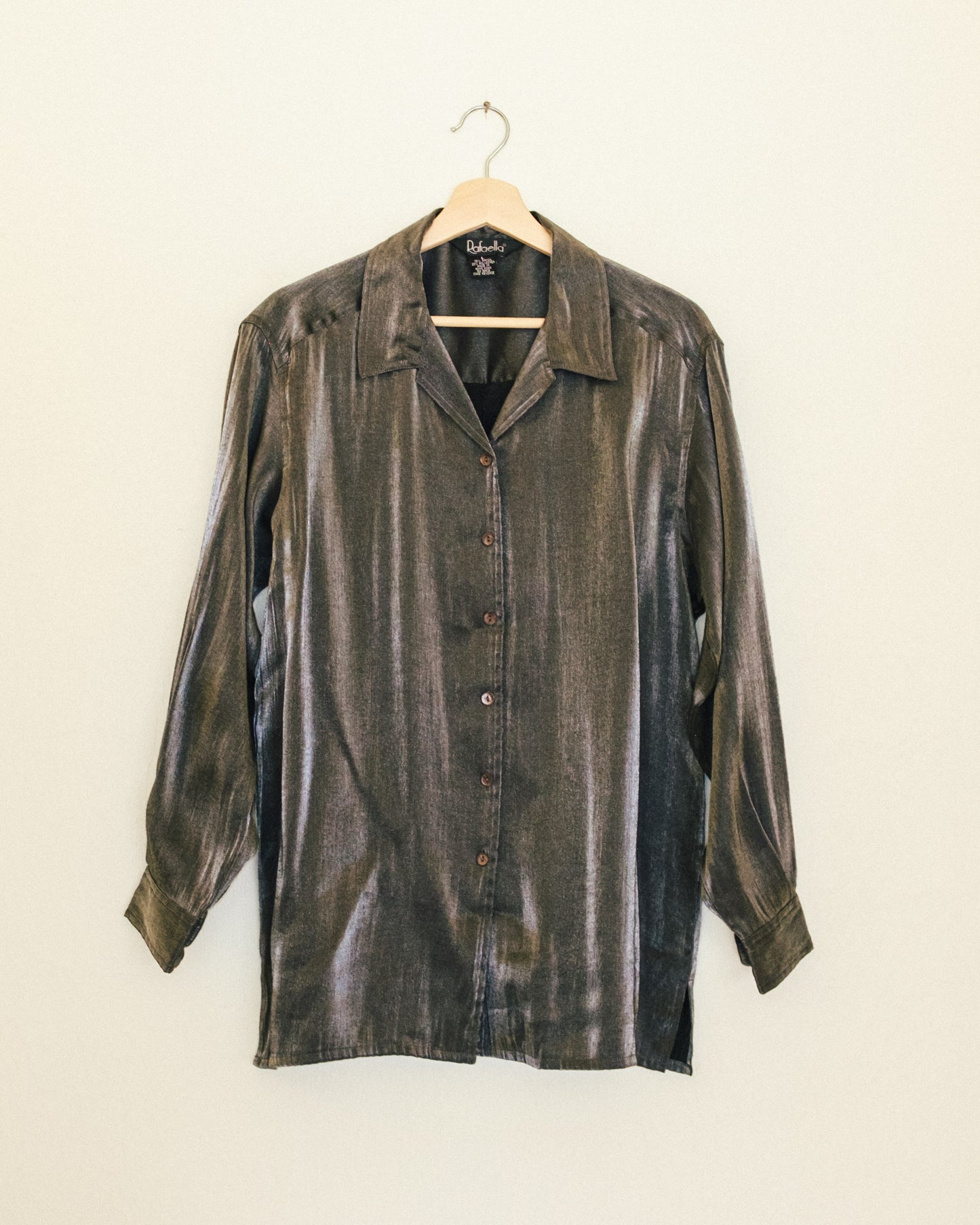 Metallic Silver Button Up