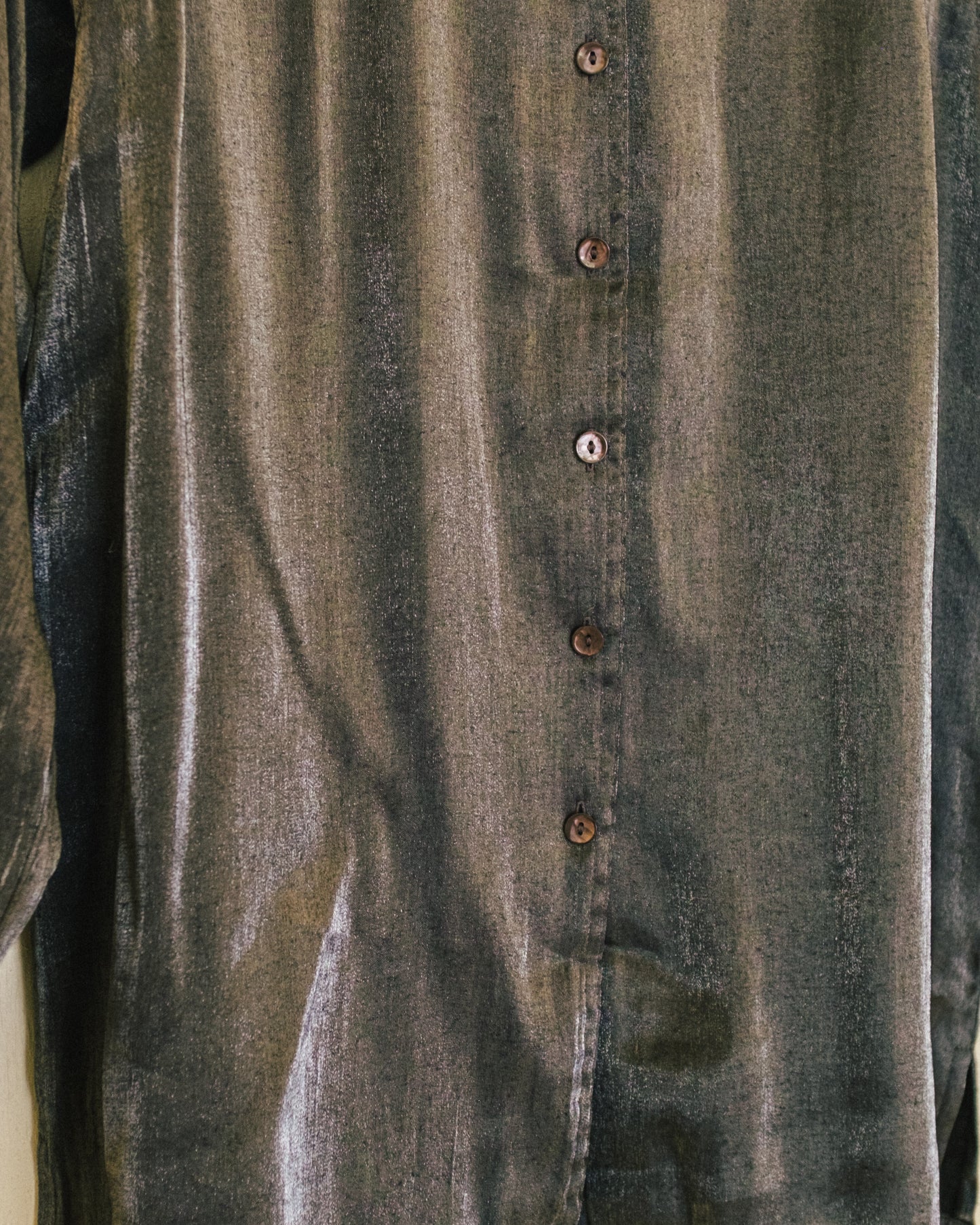 Metallic Silver Button Up