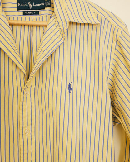 Boyfriend Button Up - Yellow + Blue Stripe