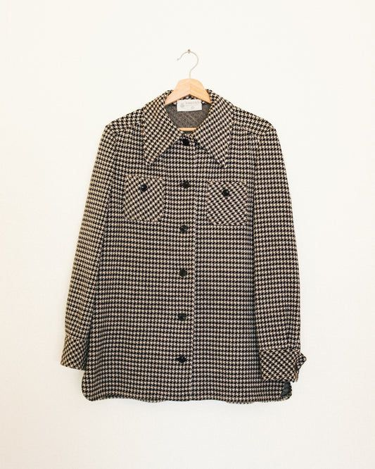 70's Houndstooth Shirt Jacket