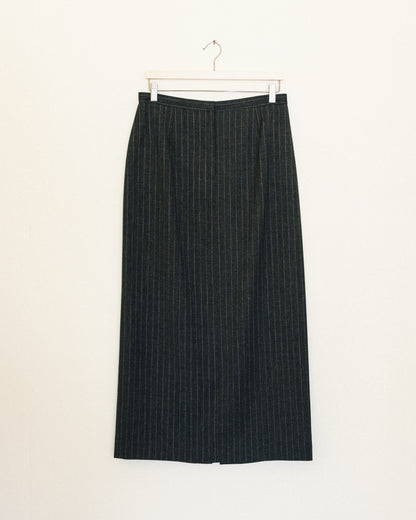 Charcoal Pin Stripe Midi Skirt