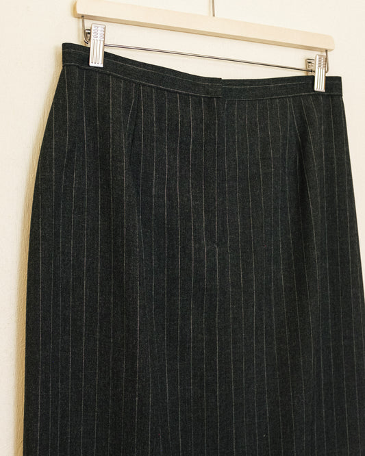 Charcoal Pin Stripe Midi Skirt