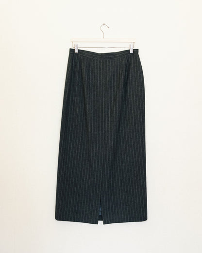 Charcoal Pin Stripe Midi Skirt