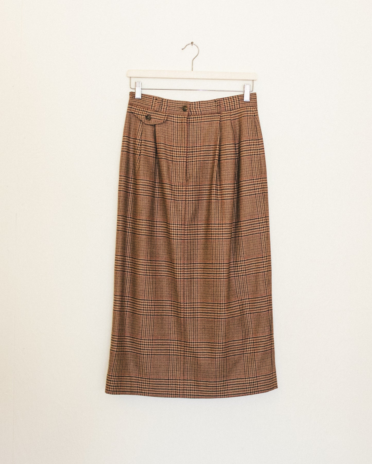 Checked Wool Midi Skirt