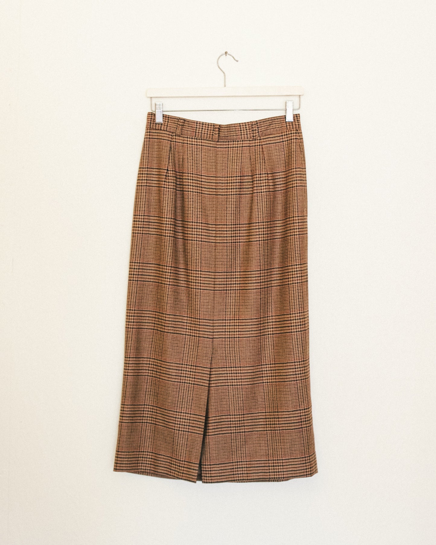 Checked Wool Midi Skirt