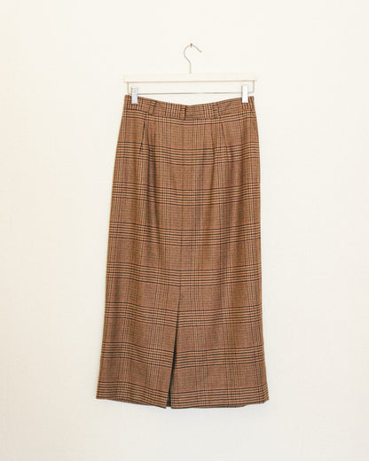Checked Wool Midi Skirt