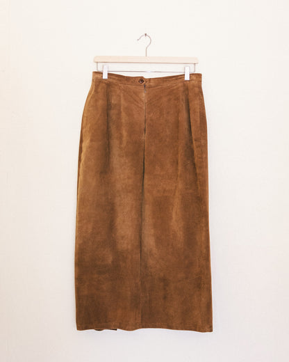 Chestnut Suede Midi Skirt