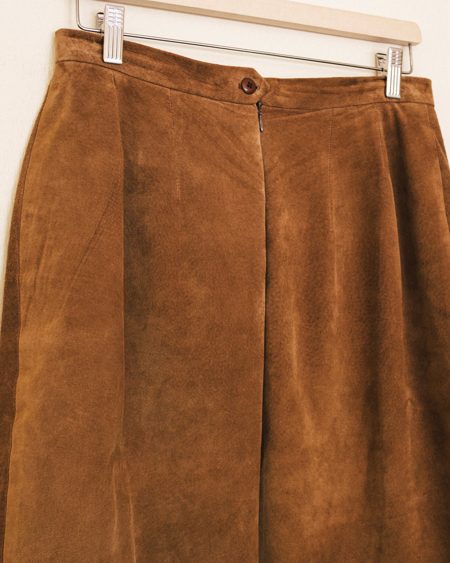 Chestnut Suede Midi Skirt