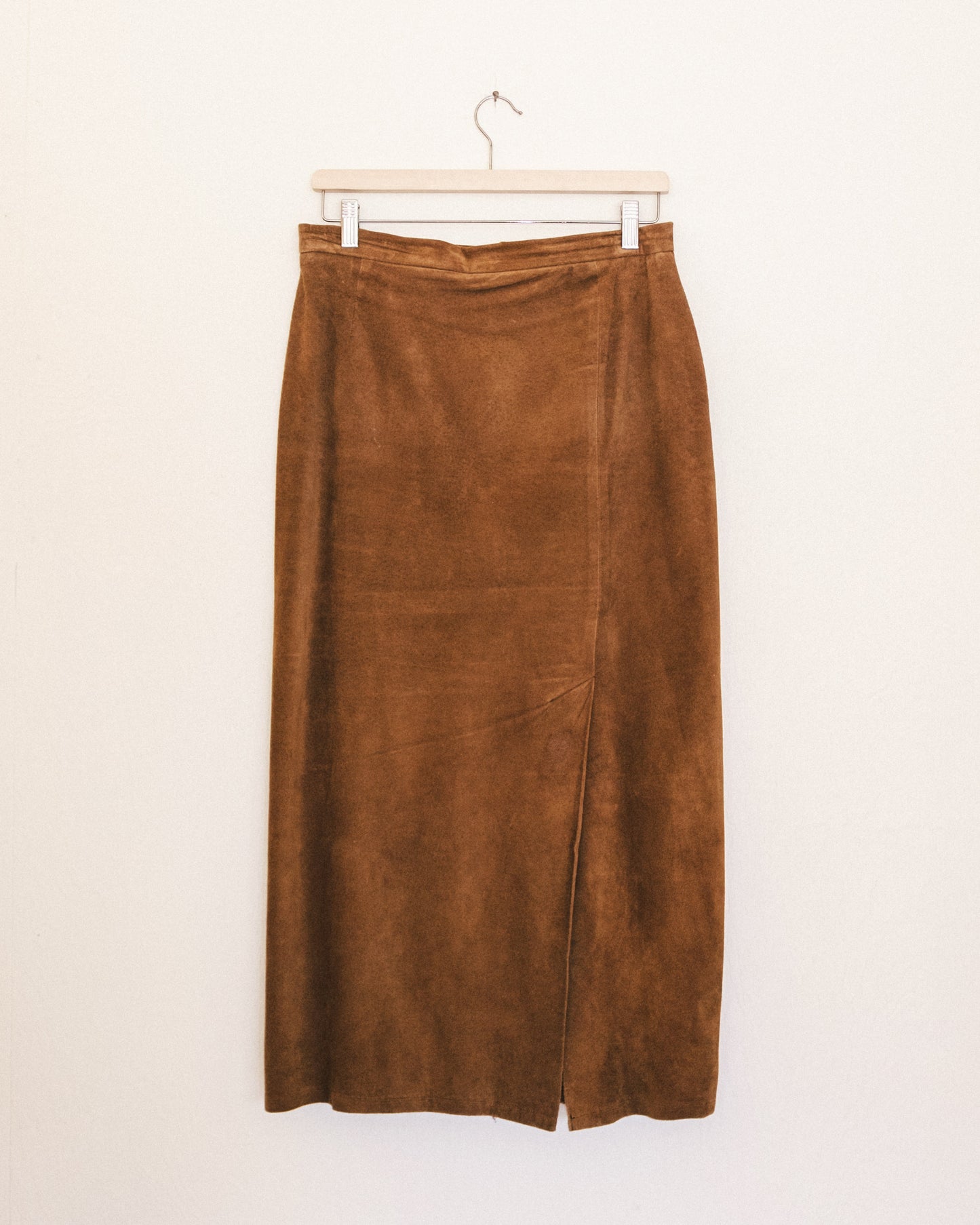 Chestnut Suede Midi Skirt
