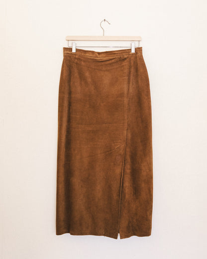 Chestnut Suede Midi Skirt