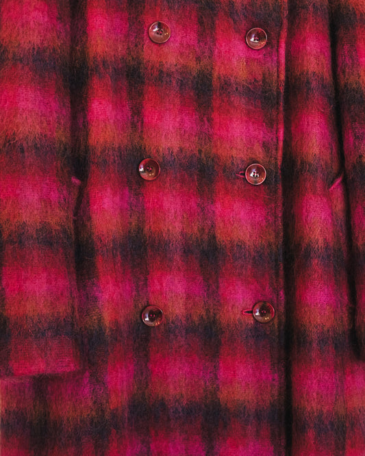 Berry Plaid Mohair Coat