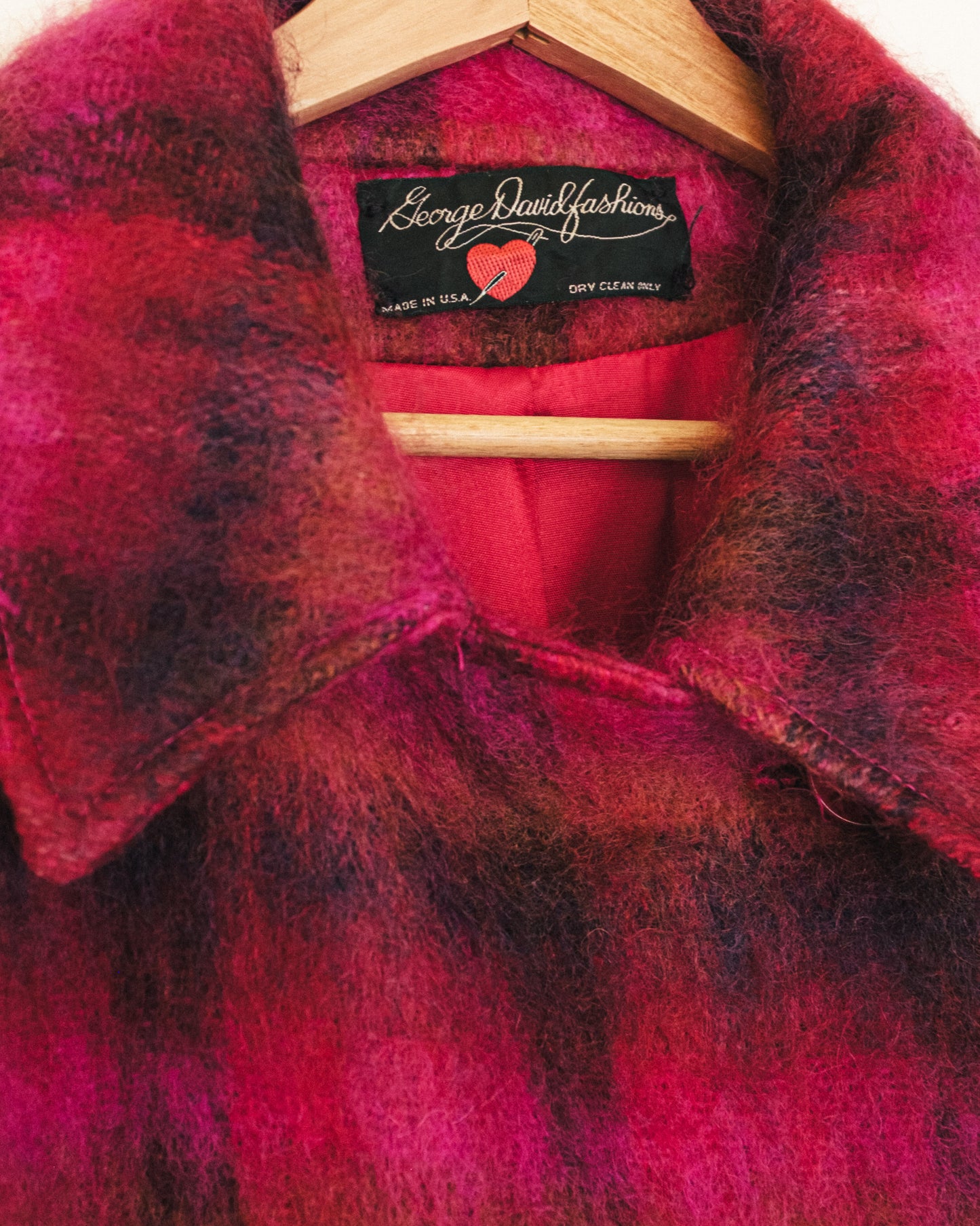 Berry Plaid Mohair Coat