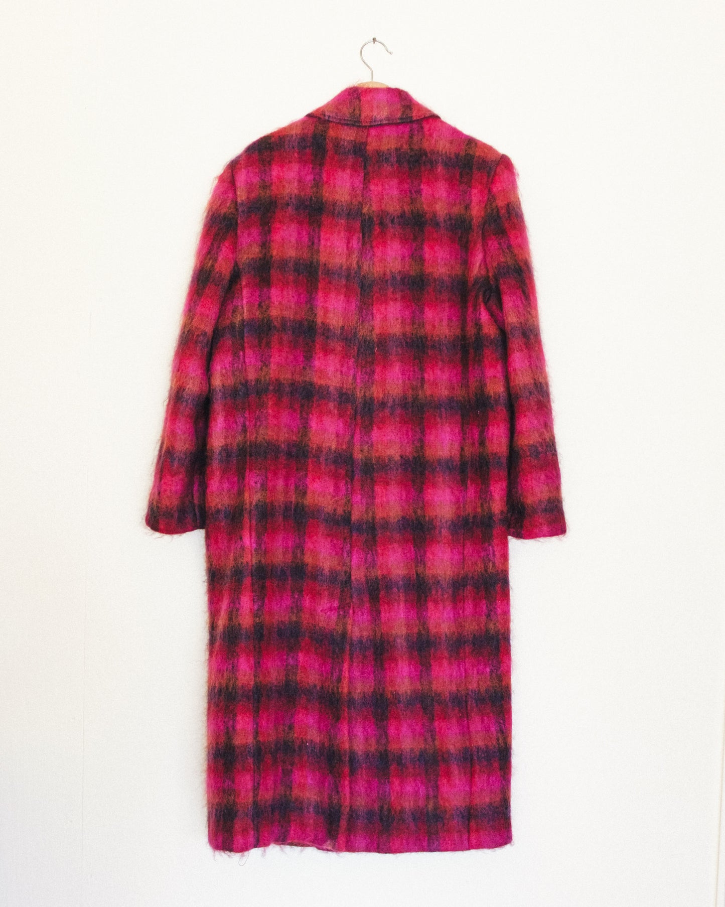 Berry Plaid Mohair Coat