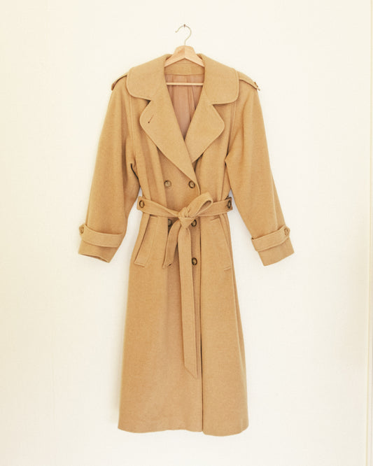 Camel Hair Belted Long Coat