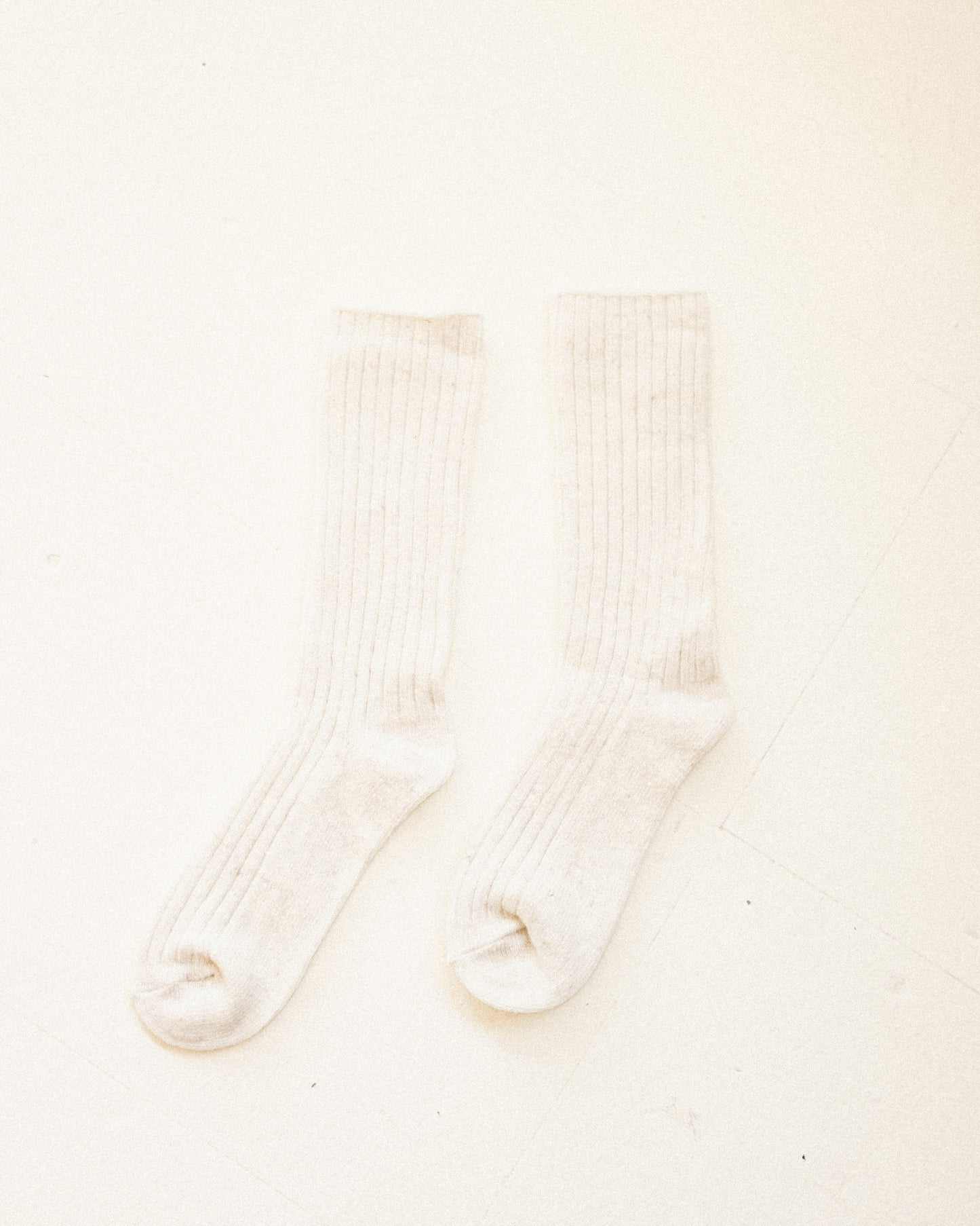 Ribbed Wool High Socks - Milk