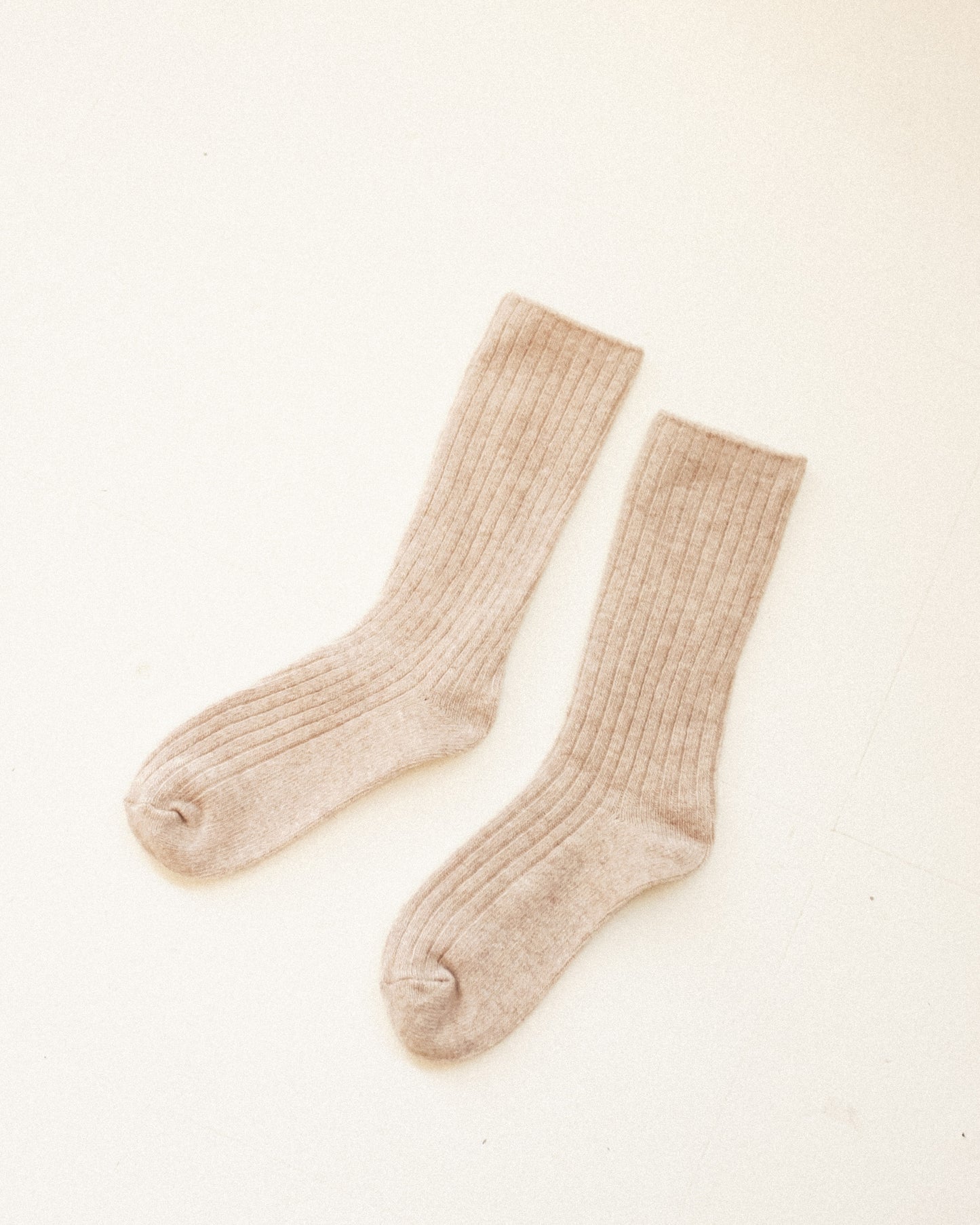 Ribbed Wool High Socks - Cookie