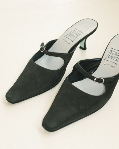 Charcoal Suede Mules 8.5