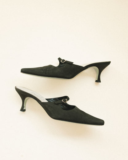 Charcoal Suede Mules 8.5