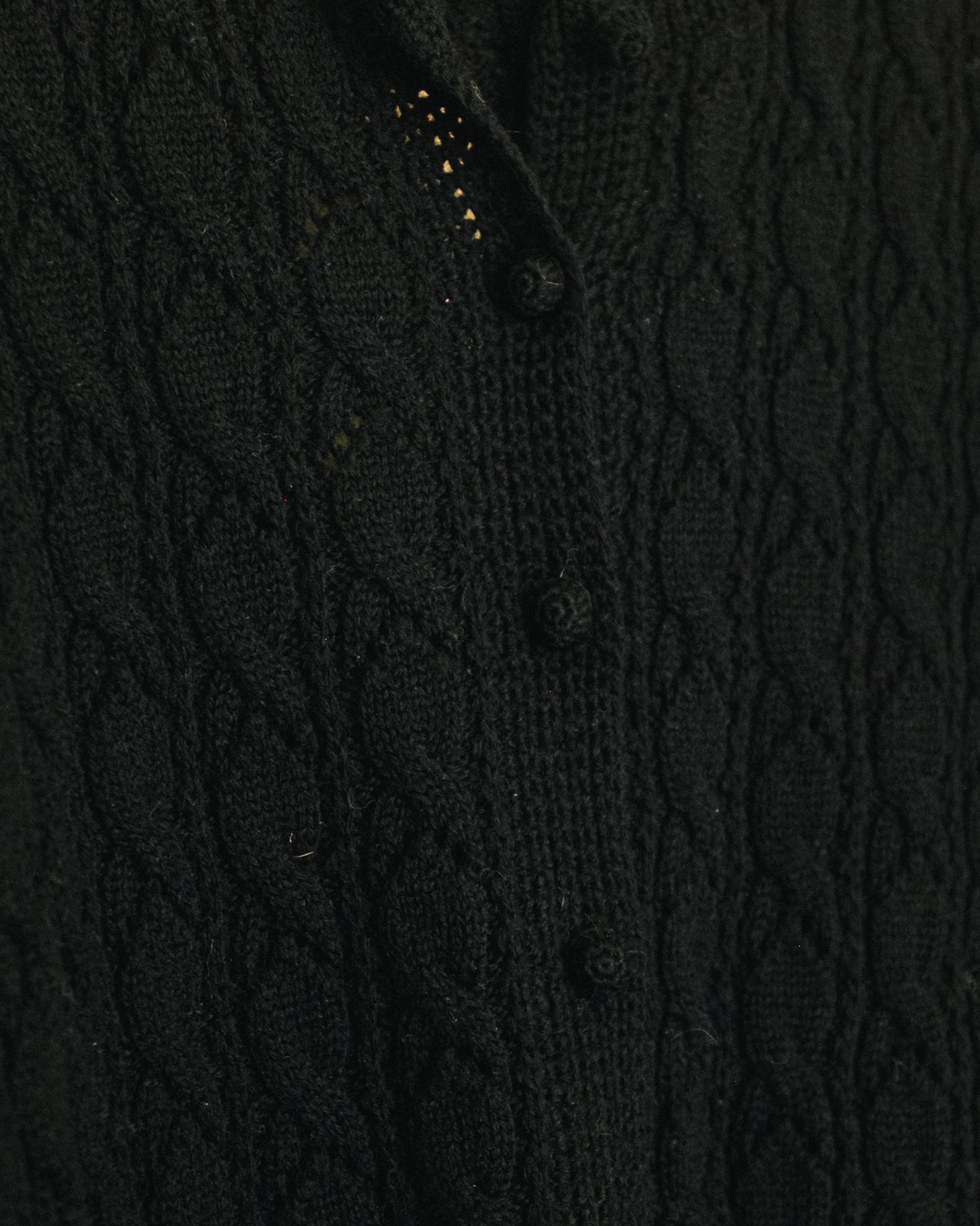 Black Crochet Wool Cardigan