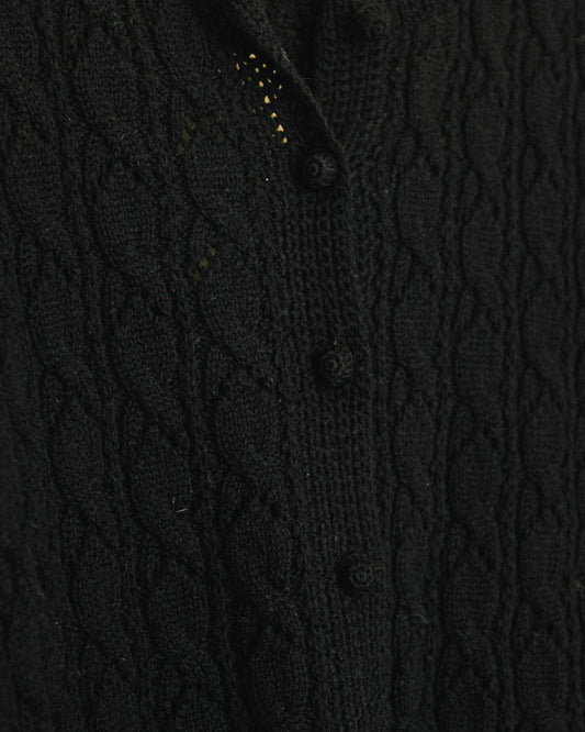 Black Crochet Wool Cardigan